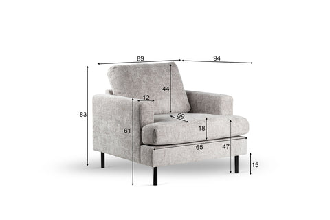 Anouk - fauteuil - champagne - stof Haga 30