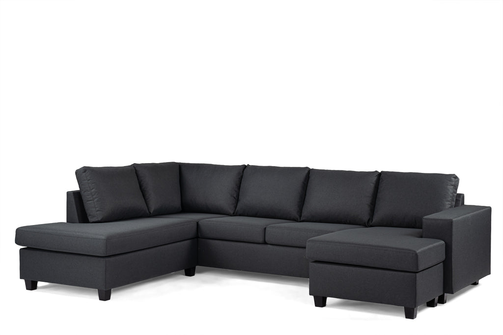 Lisa - corner sofa - anthracite - fabric Malmo 96 - 3-seater