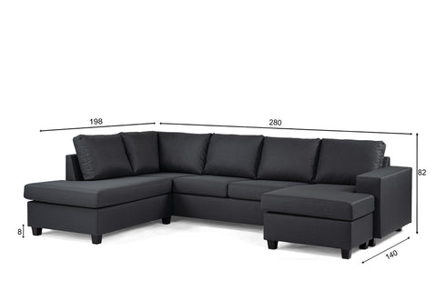 Lisa - corner sofa - anthracite - fabric Malmo 96 - 3-seater