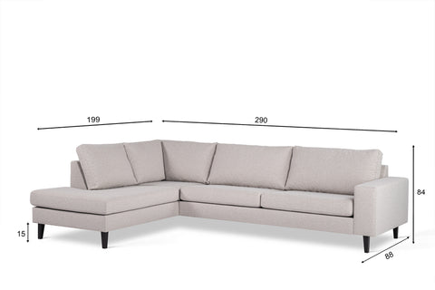 Mees - corner sofa - grey - fabric