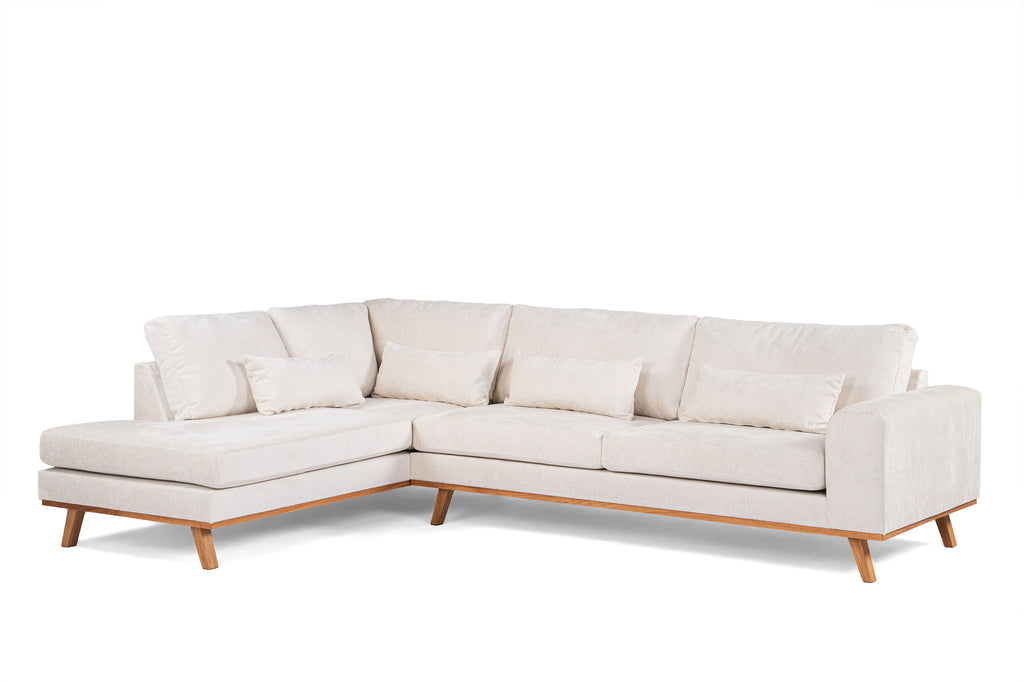 Julia - corner sofa - champagne - fabric Loris 01 - 3-seater left