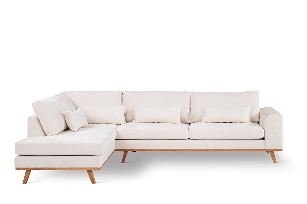 Julia - corner sofa - champagne - fabric Loris 01 - 3-seater left