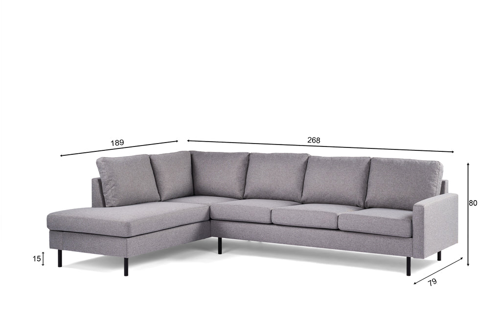 Teun - corner sofa - grey - fabric Malmo 90