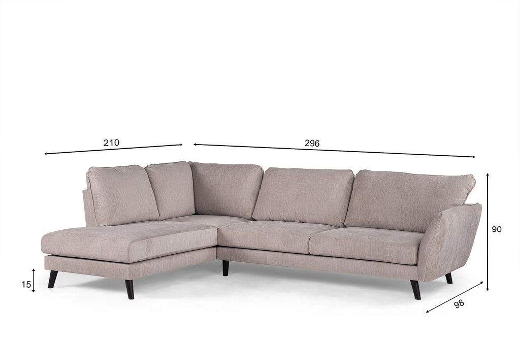 Rosalie – Ecksofa – Beige – Stoff Orinoco 23 – 3-Sitzer