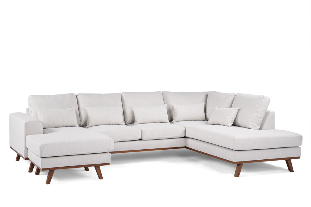 Isa - Ecksofa - Beige - Stoff Melva 02