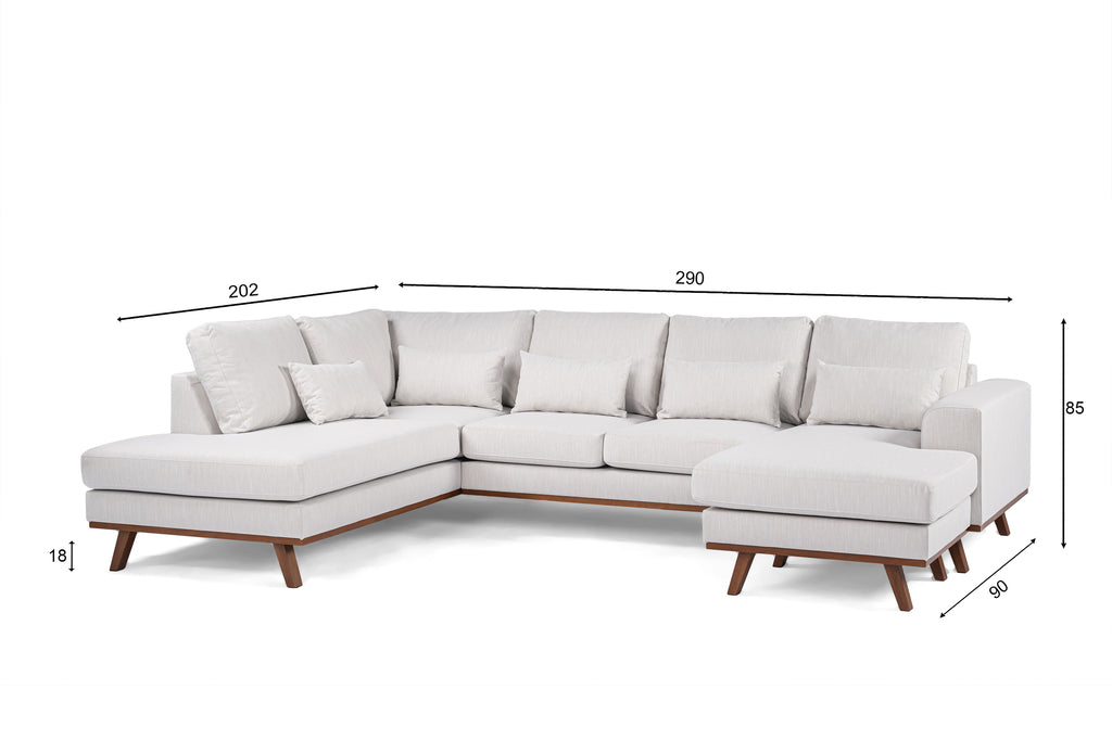 Isa - Ecksofa - Beige - Stoff Melva 02