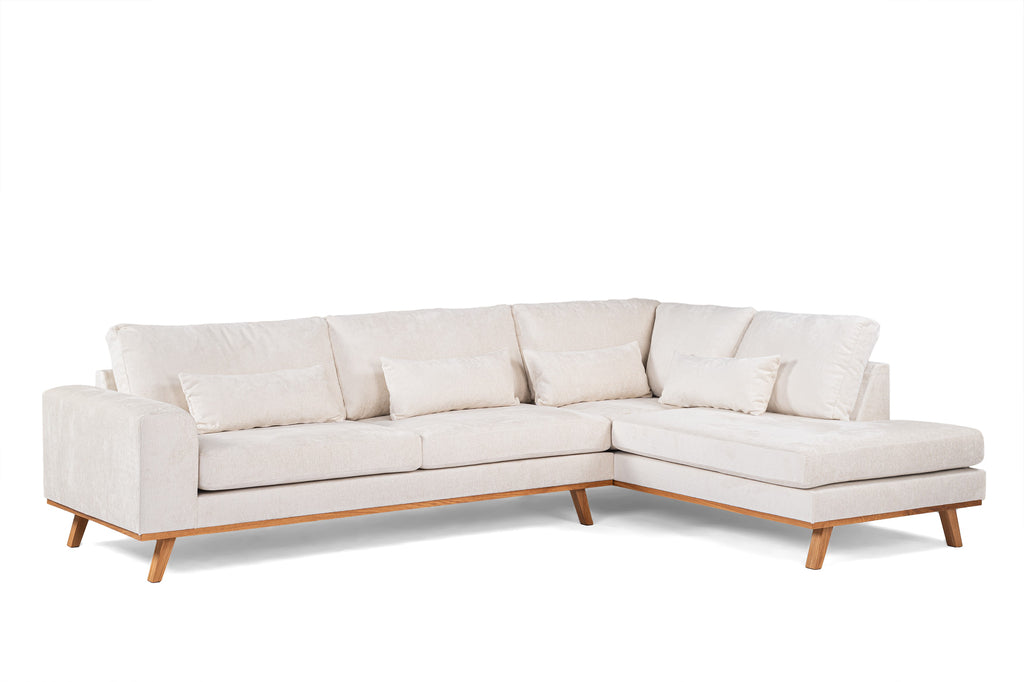 Anouk - corner sofa - champagne - fabric Loris 01 - 3-seater right