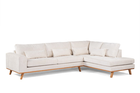 Anouk - corner sofa - champagne - fabric Loris 01 - 3-seater right