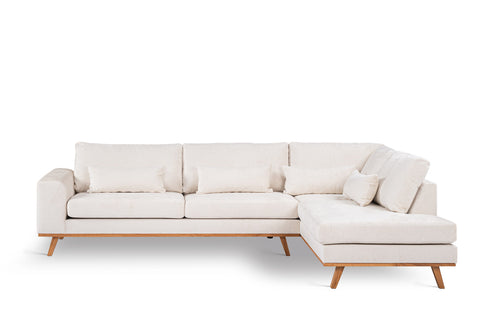 Anouk - corner sofa - champagne - fabric Loris 01 - 3-seater right