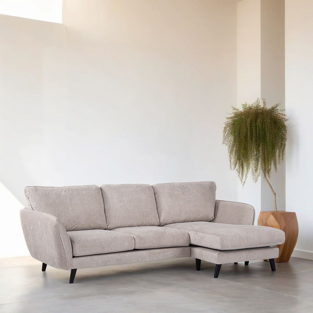 Luuk – 3-Sitzer-Sofa – Beige – Stoff Orinoco 23 und Holz