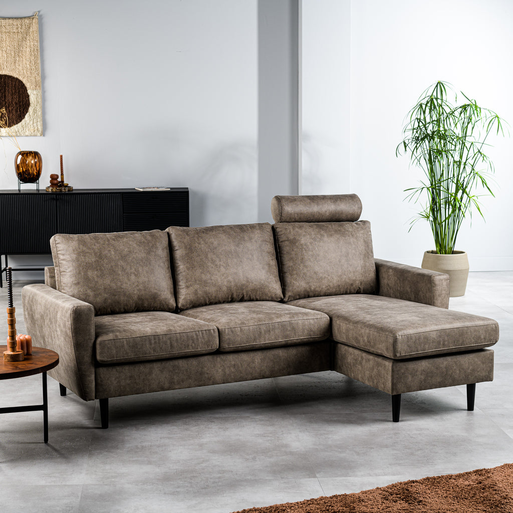 Tess - 3 seater sofa - taupe - Savannah fabric