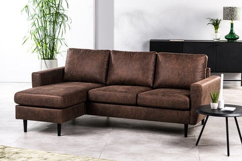 Thijs - 3-Sitzer-Sofa - Braun - Savannah-Stoff