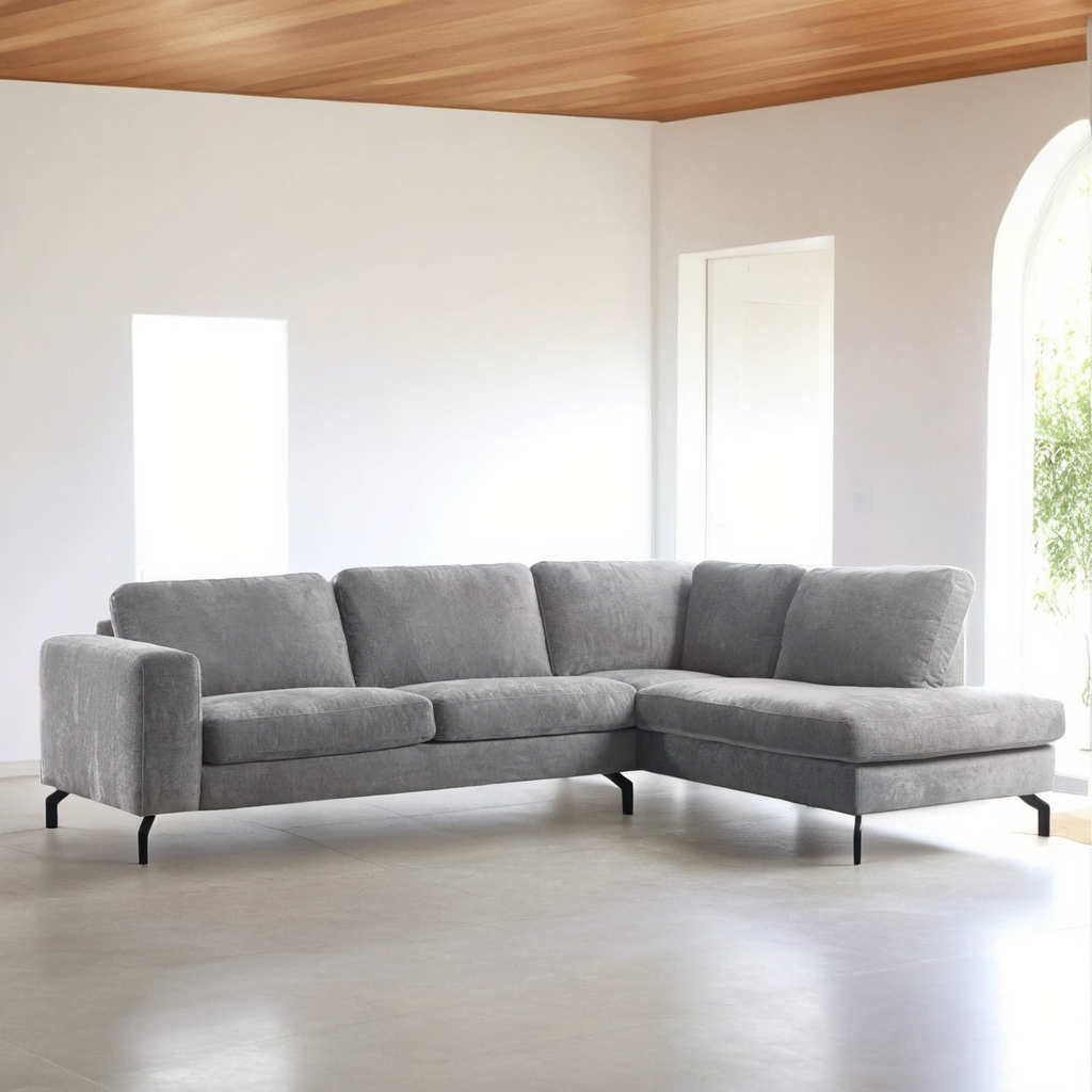 Teun - hoekbank - grijs - stof Perfect Harmony 82, R311 - 3 zits hoek rechts