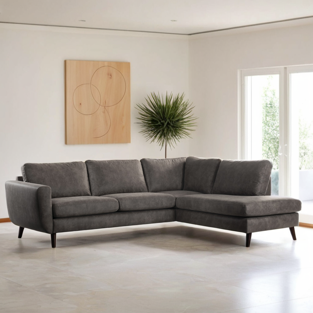 Liv - hoekbank - taupe - stof - 210x51cm