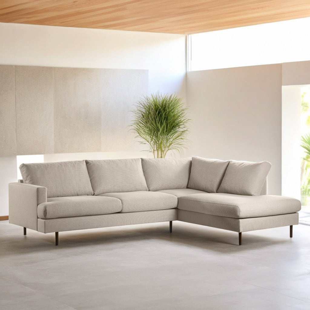 Bas - corner sofa - beige - fabric and steel