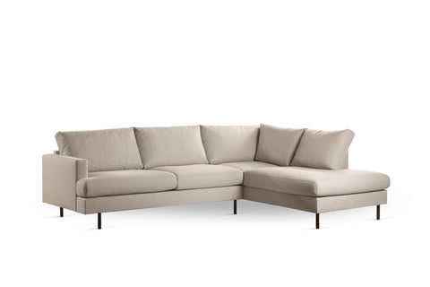 Bas - corner sofa - beige - fabric and steel