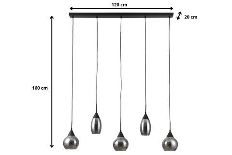 Tim - pendant lamp - smoke glass - steel - H340 cm