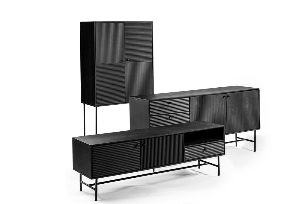 Rosalie - Tv-unit - zwart - acaciahout en staal